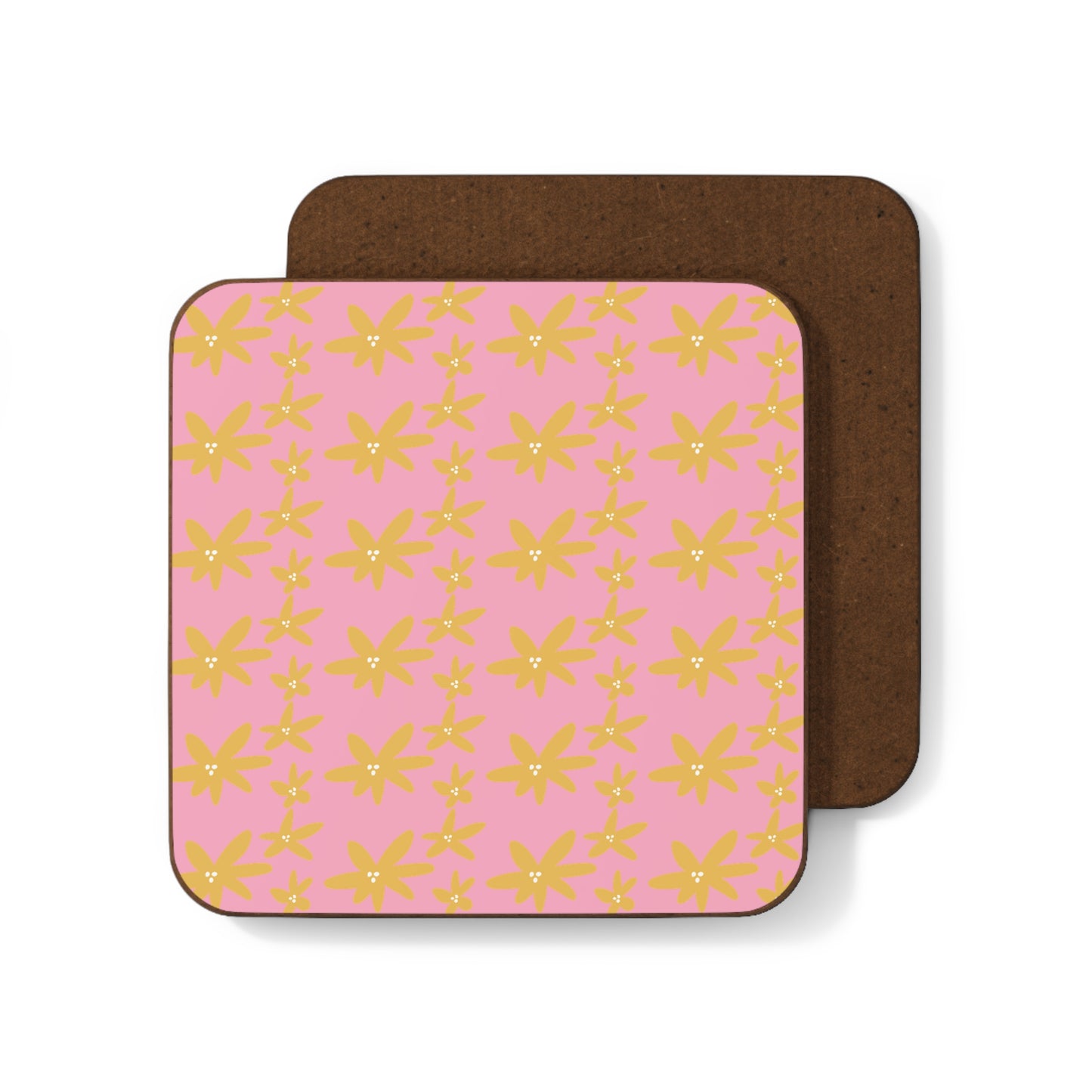 Light Pink Spring Floral Hardboard Back Coaster