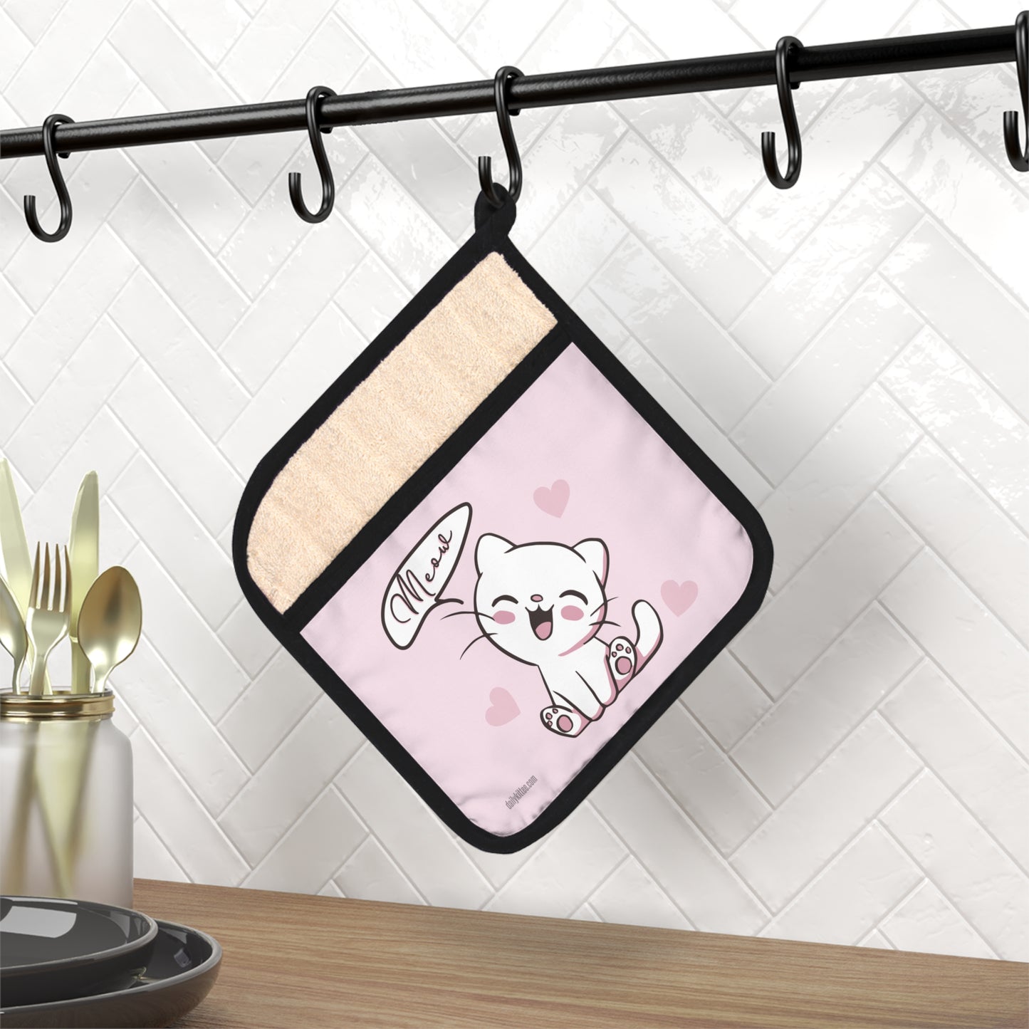 Meow Kittee Pot Holder With Pocket