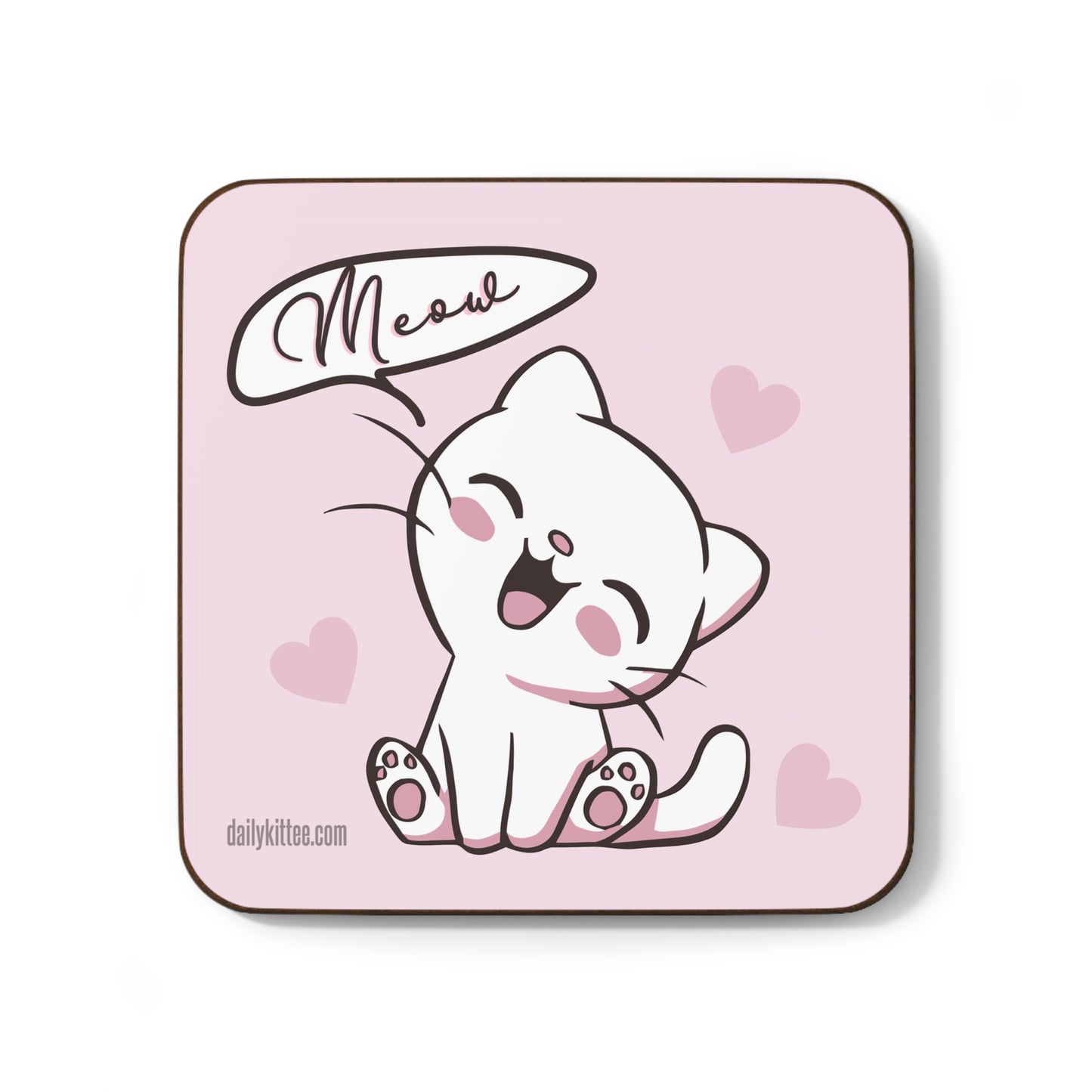 Meow Kit-Tea Hardboard Back Coaster