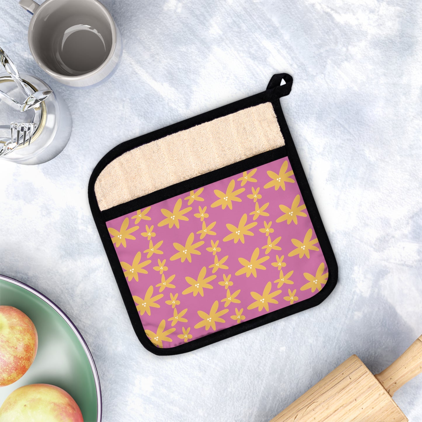 Spring Floral Pot Holder with Pocket