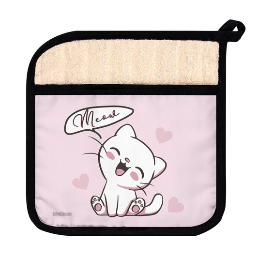 Meow Kittee Pot Holder With Pocket