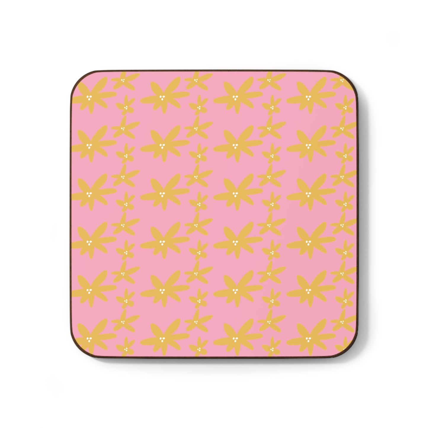 Light Pink Spring Floral Hardboard Back Coaster