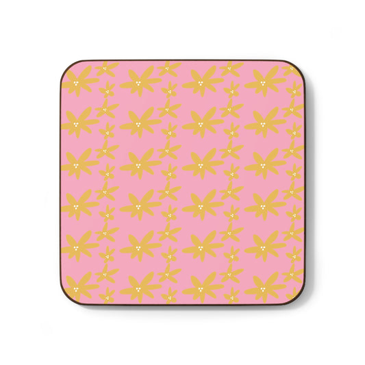 Light Pink Spring Floral Hardboard Back Coaster