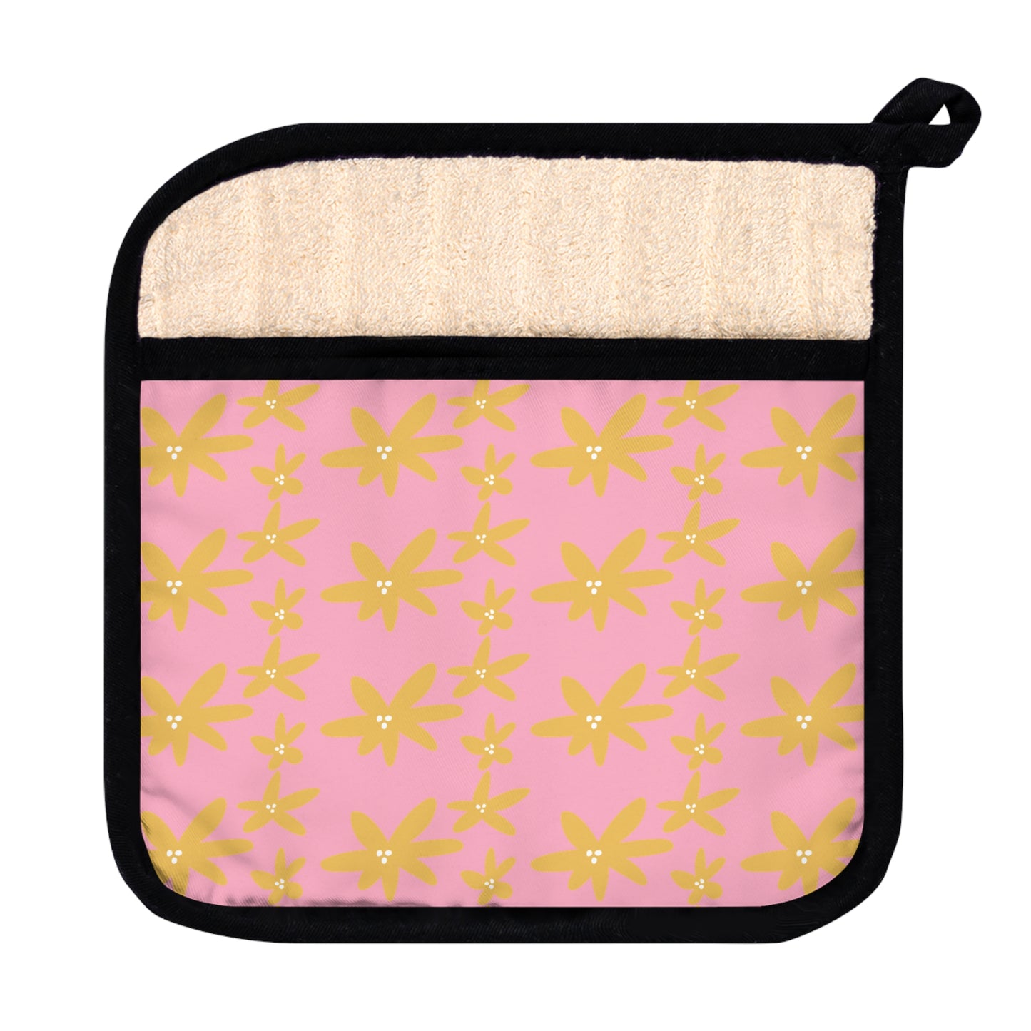 Light Pink Spring Floral Pot Holder with Pocket