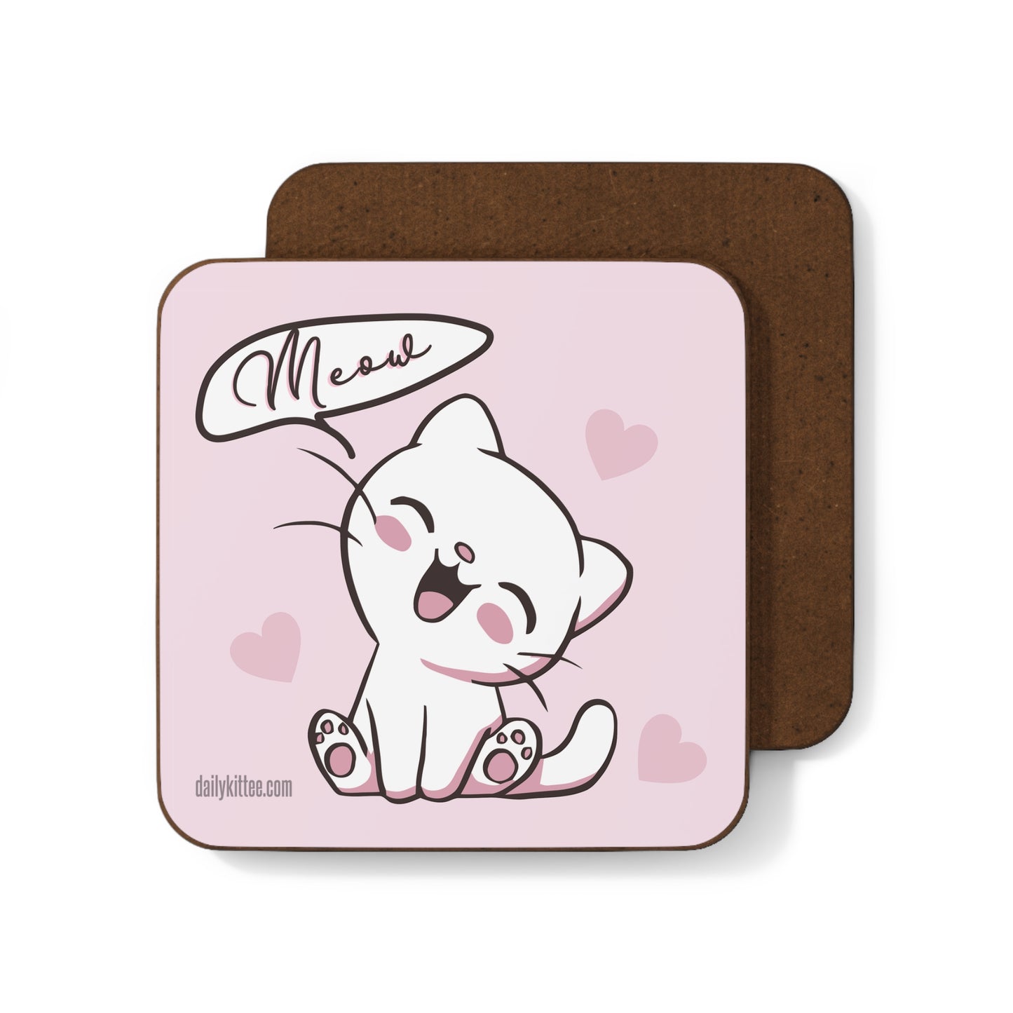 Meow Kit-Tea Hardboard Back Coaster